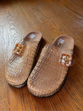 Metallic Rose Gold Slip-On Jelly Clogs